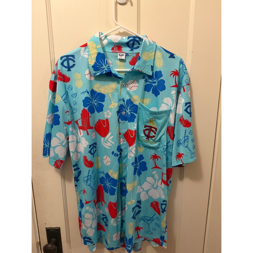 Minnesota Twins Margaritaville Hawaiian Shirt Blue Tropical Baseball Mens Large